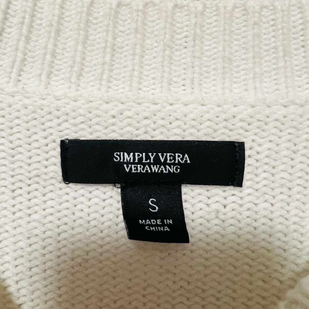 Simply Vera Vera Wang White Cable Knit Sweater - Picture 2 of 3